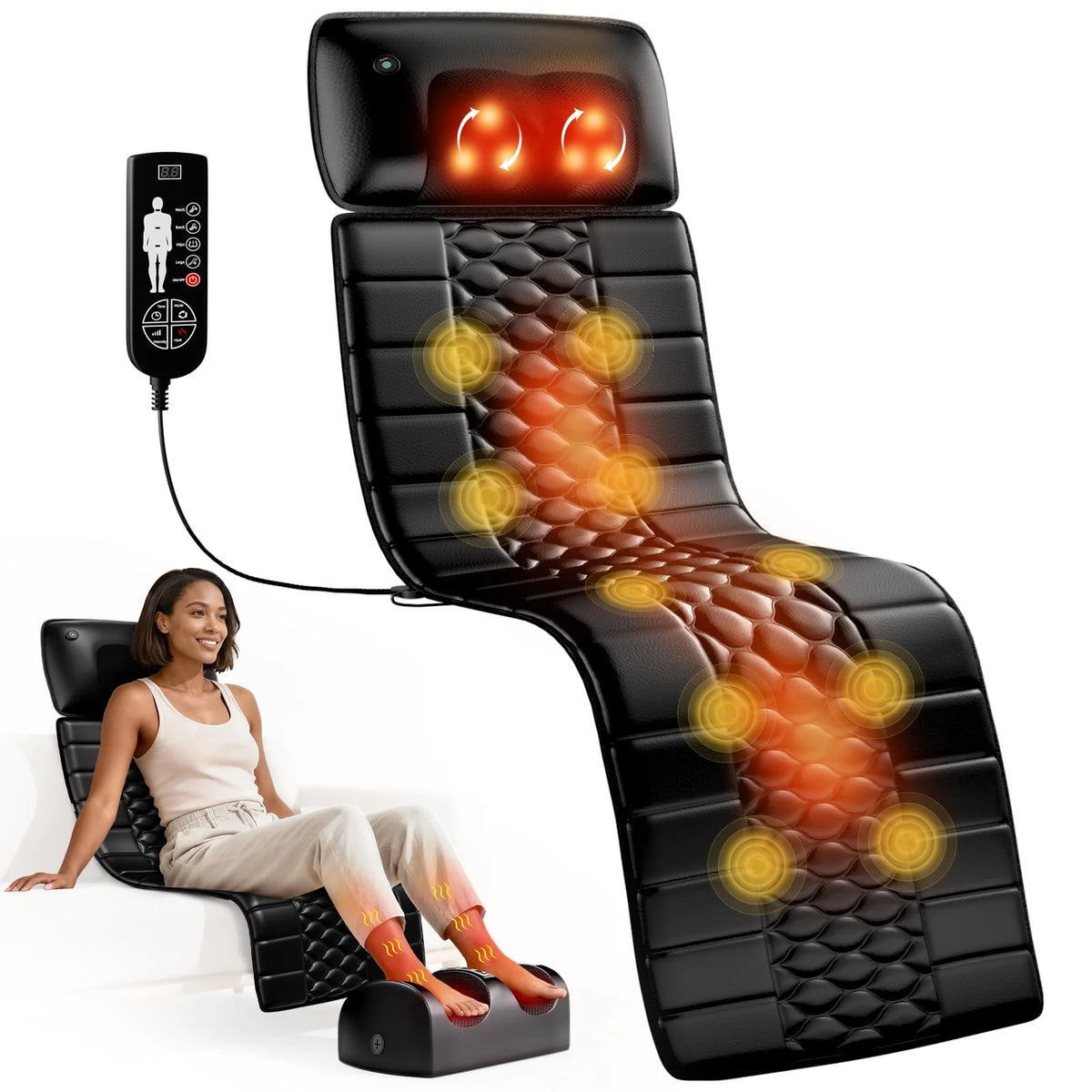 Full Body Heated Massage Mat With Vibration And Lumbar Support