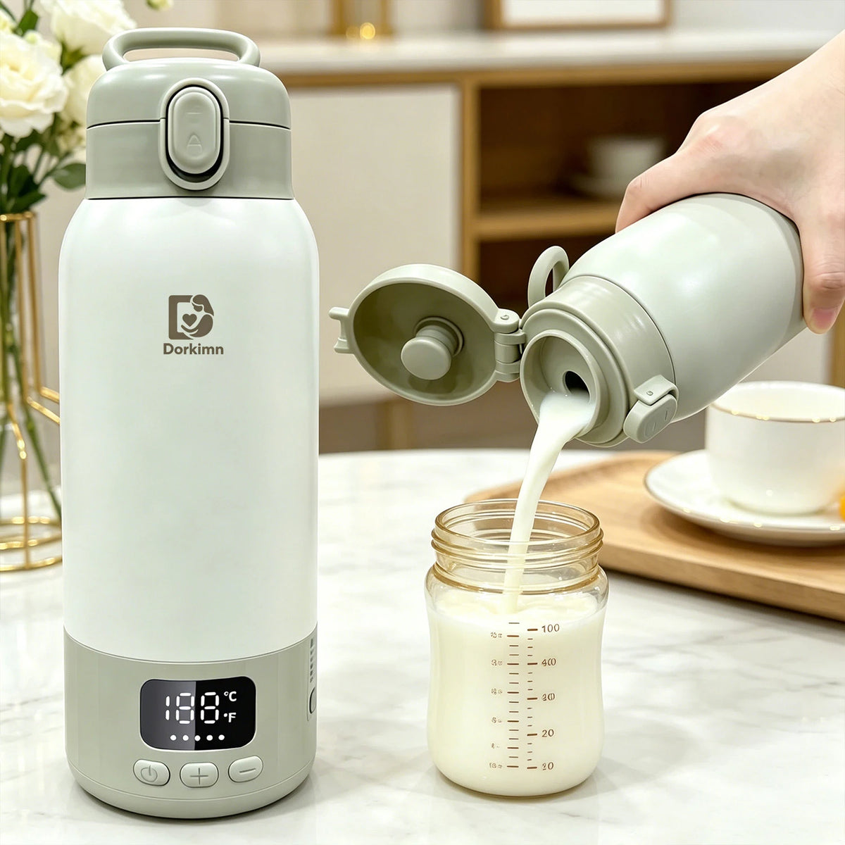 Portable USB Rechargeable Heated Water Bottle With Digital Temperature Display