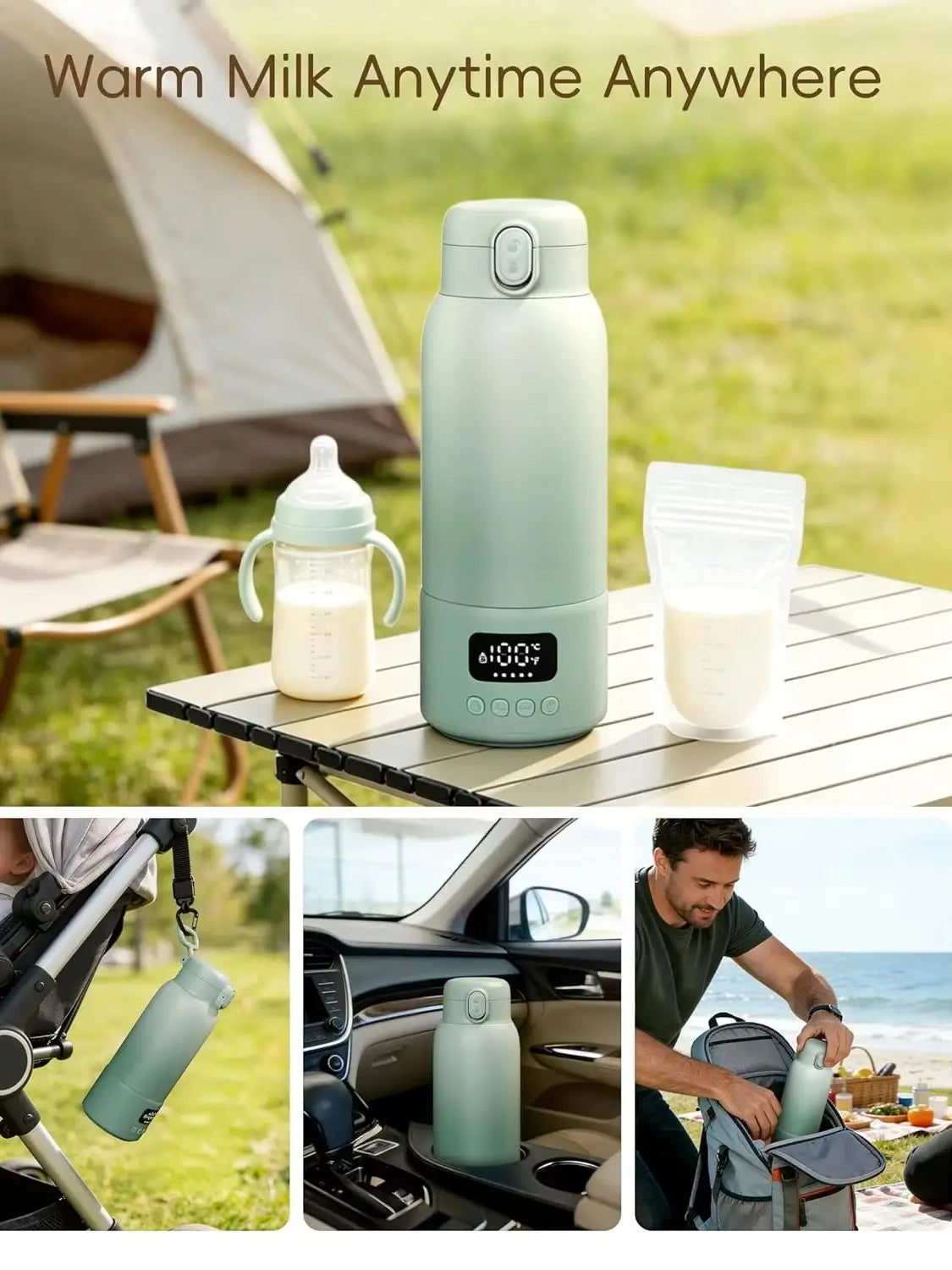 Portable USB Rechargeable Heating Thermos Cup With LED Display