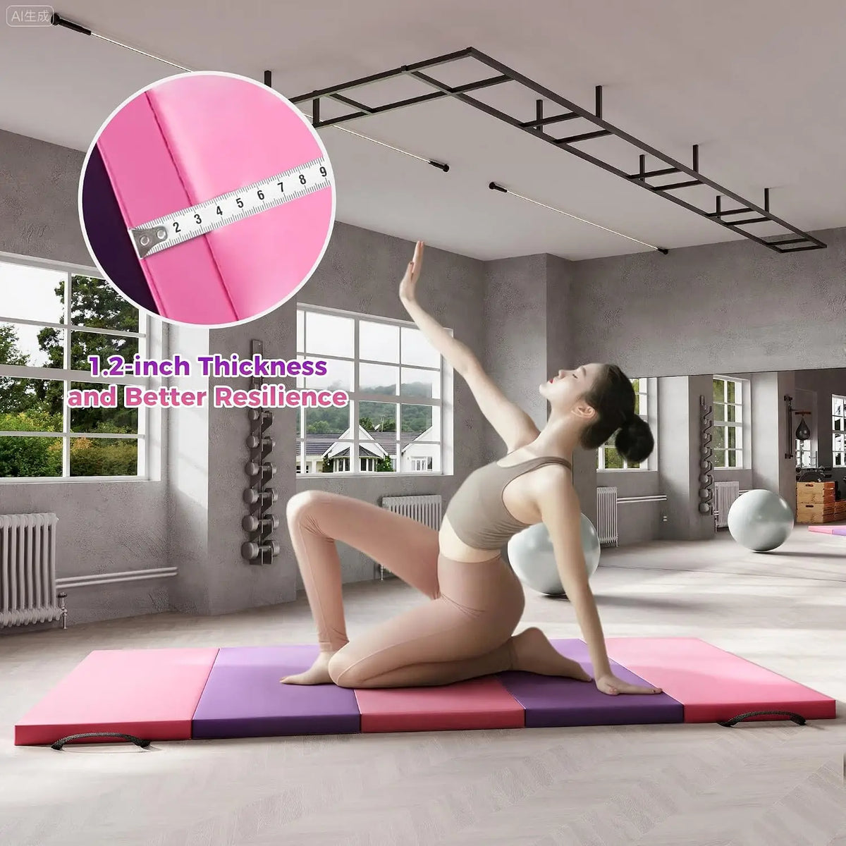 Foldable Non Slip Exercise Mat for Yoga Gymnastics and Pilates