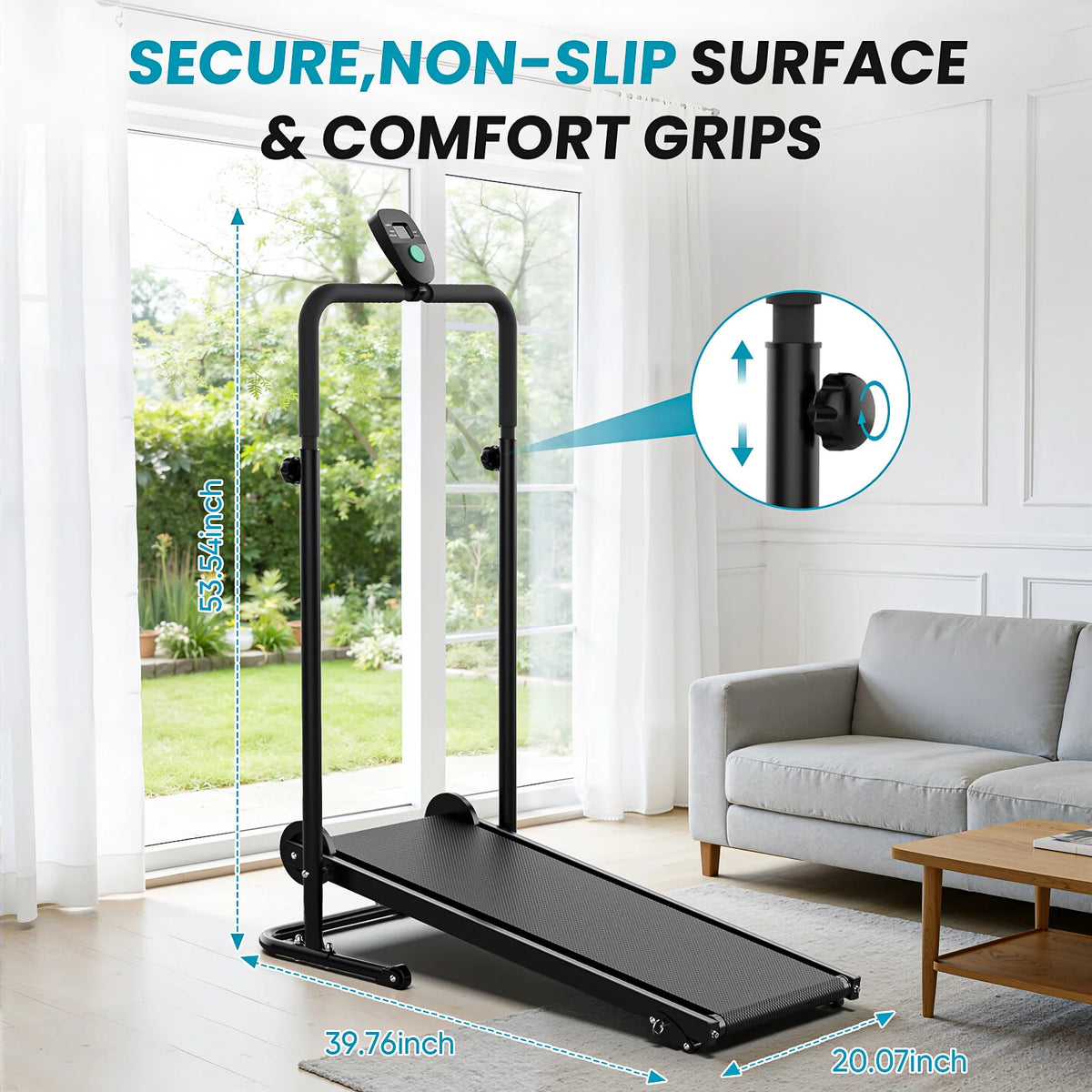 AKLUER Non Motorized Treadmill With Incline And LCD Monitor