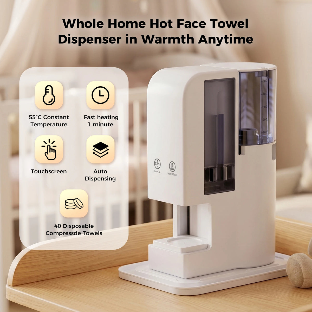 Compressed Towel Warmer With Fast Heating And Touch Screen Controls