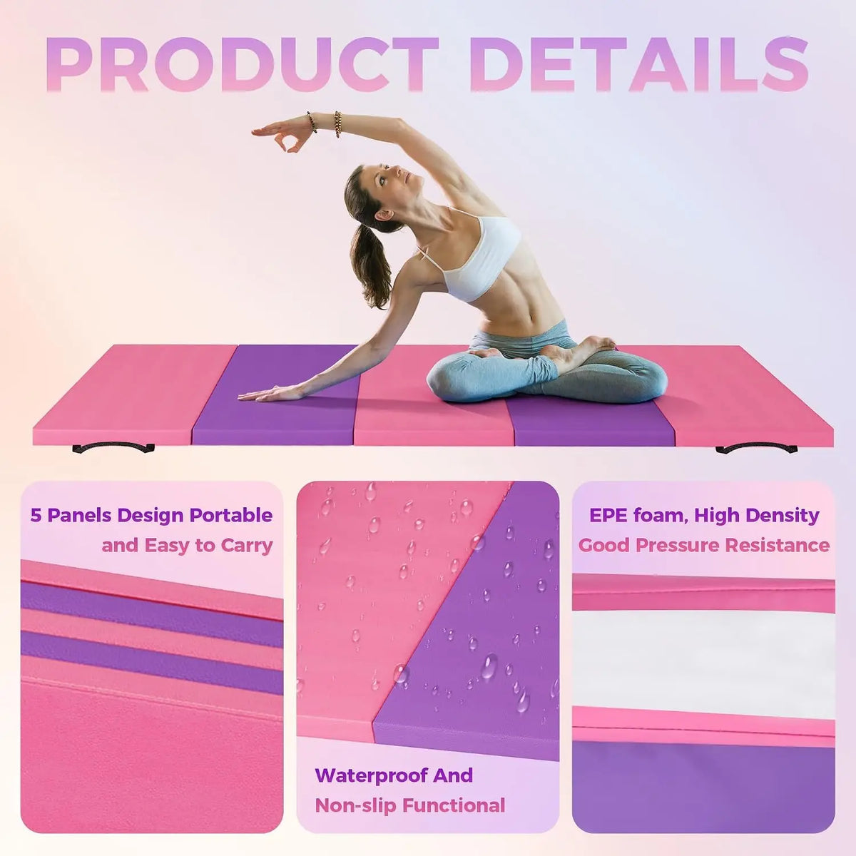 Foldable Non Slip Exercise Mat for Yoga Gymnastics and Pilates