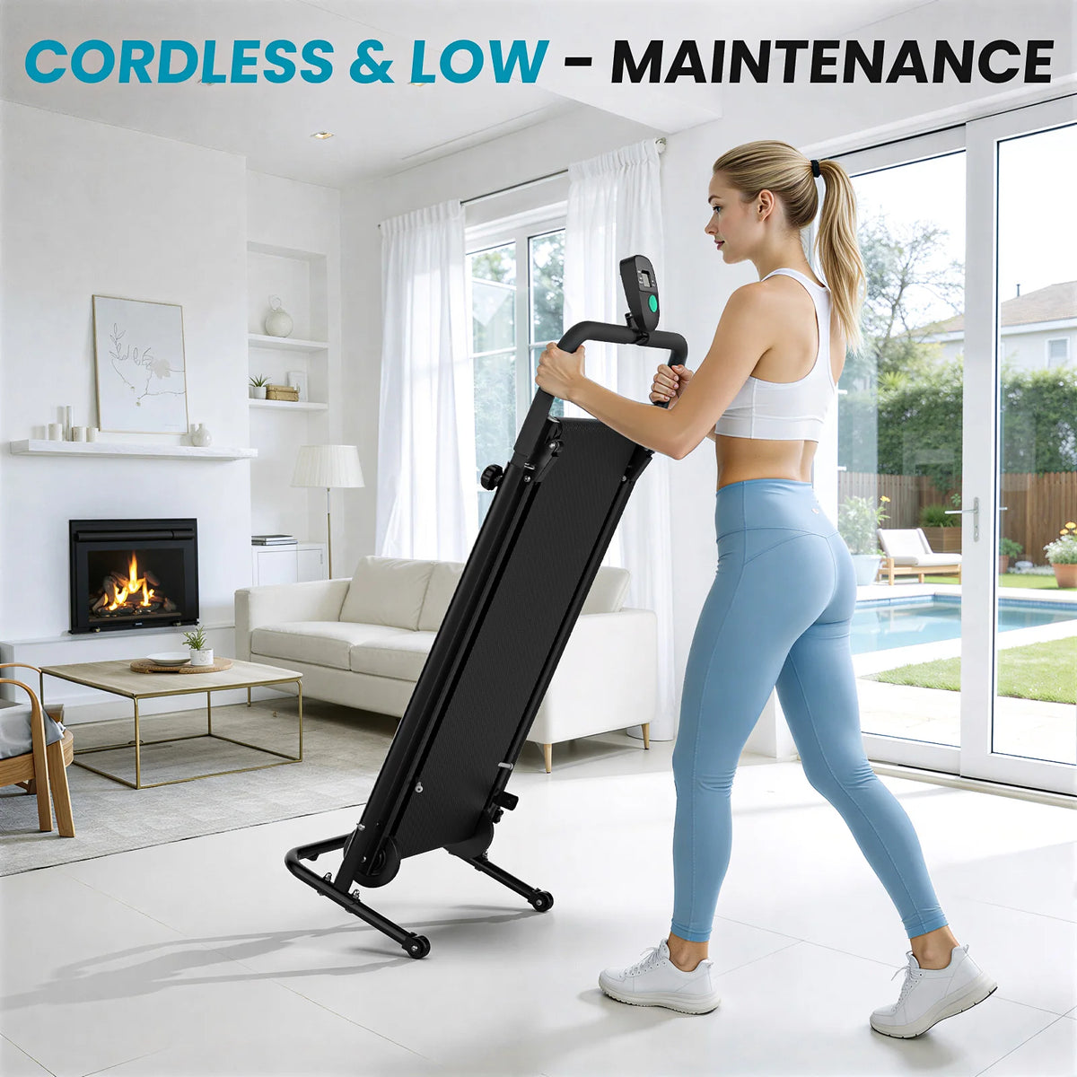 AKLUER Non Motorized Treadmill With Incline And LCD Monitor