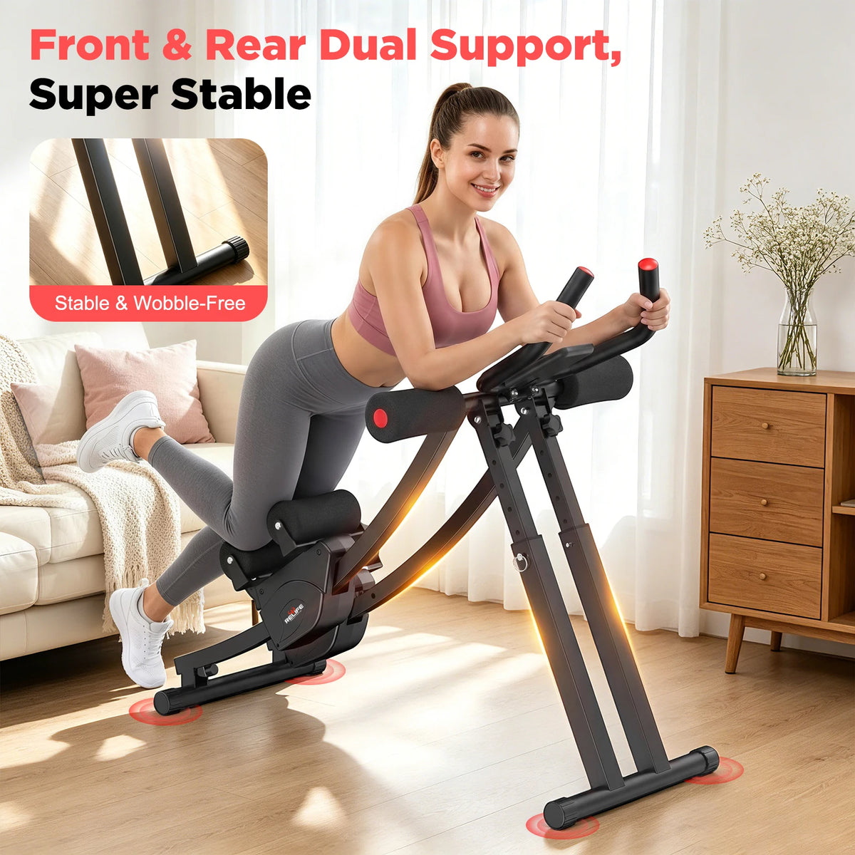Foldable Dual Split Track Ab Machine With Adjustable Resistance