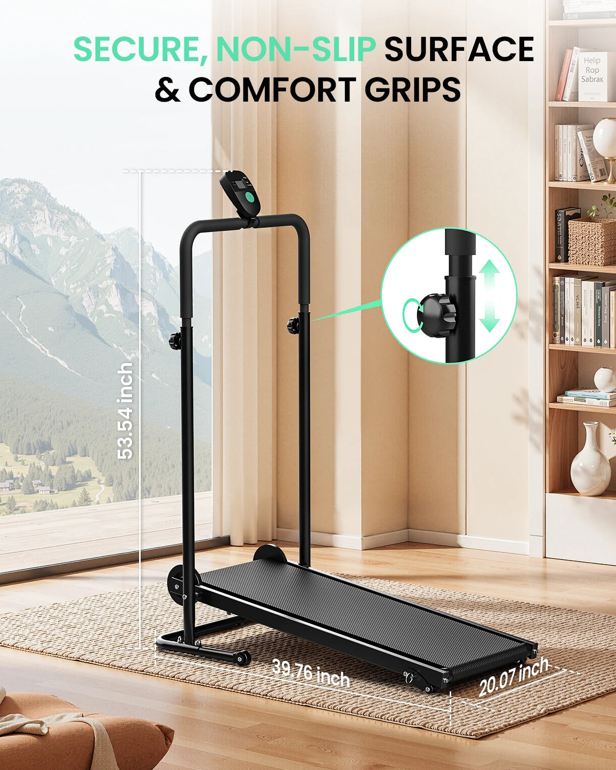 AKLUER Motorless Treadmill with Incline, Dual Flywheel and LCD Monitor