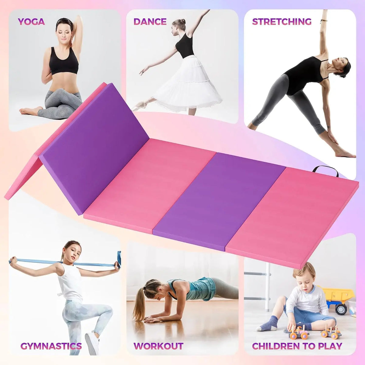 Foldable Non Slip Exercise Mat for Yoga Gymnastics and Pilates