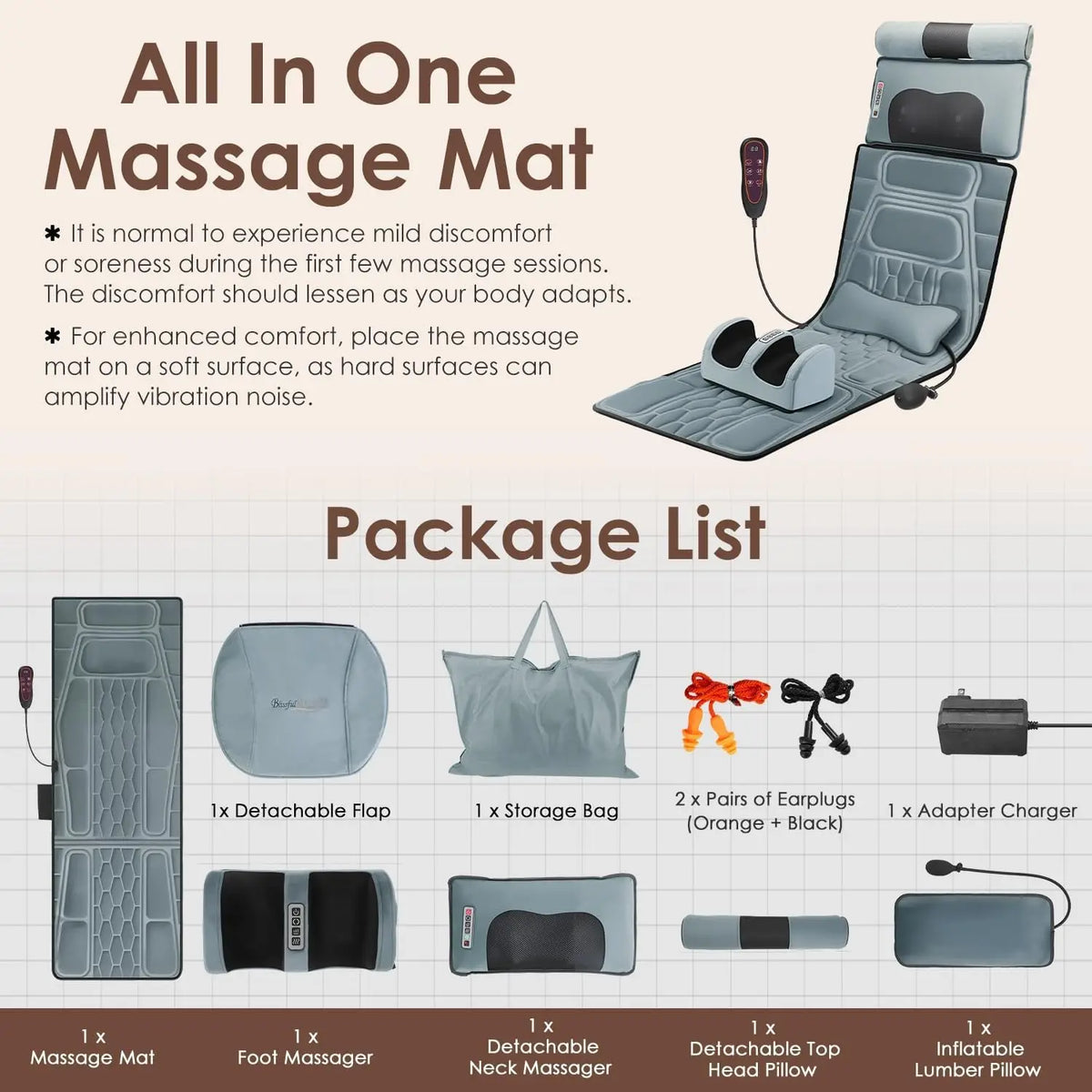 Full Body Heated Massage Mat With Vibration And Lumbar Support