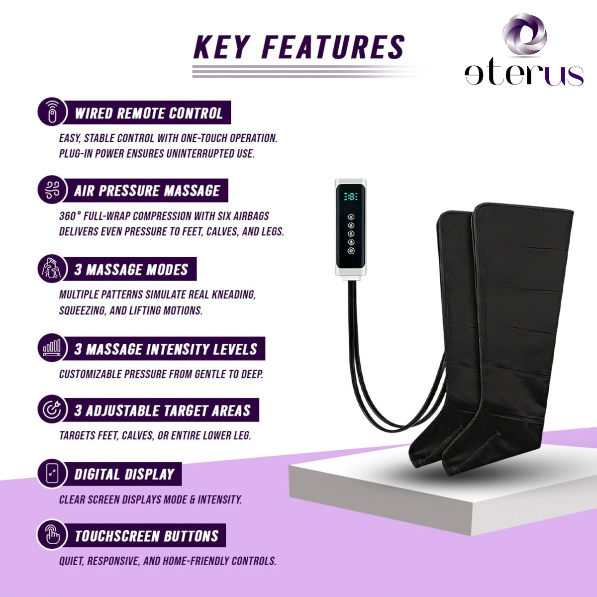 Eterus 360 Air Compression Leg Massager With Controller