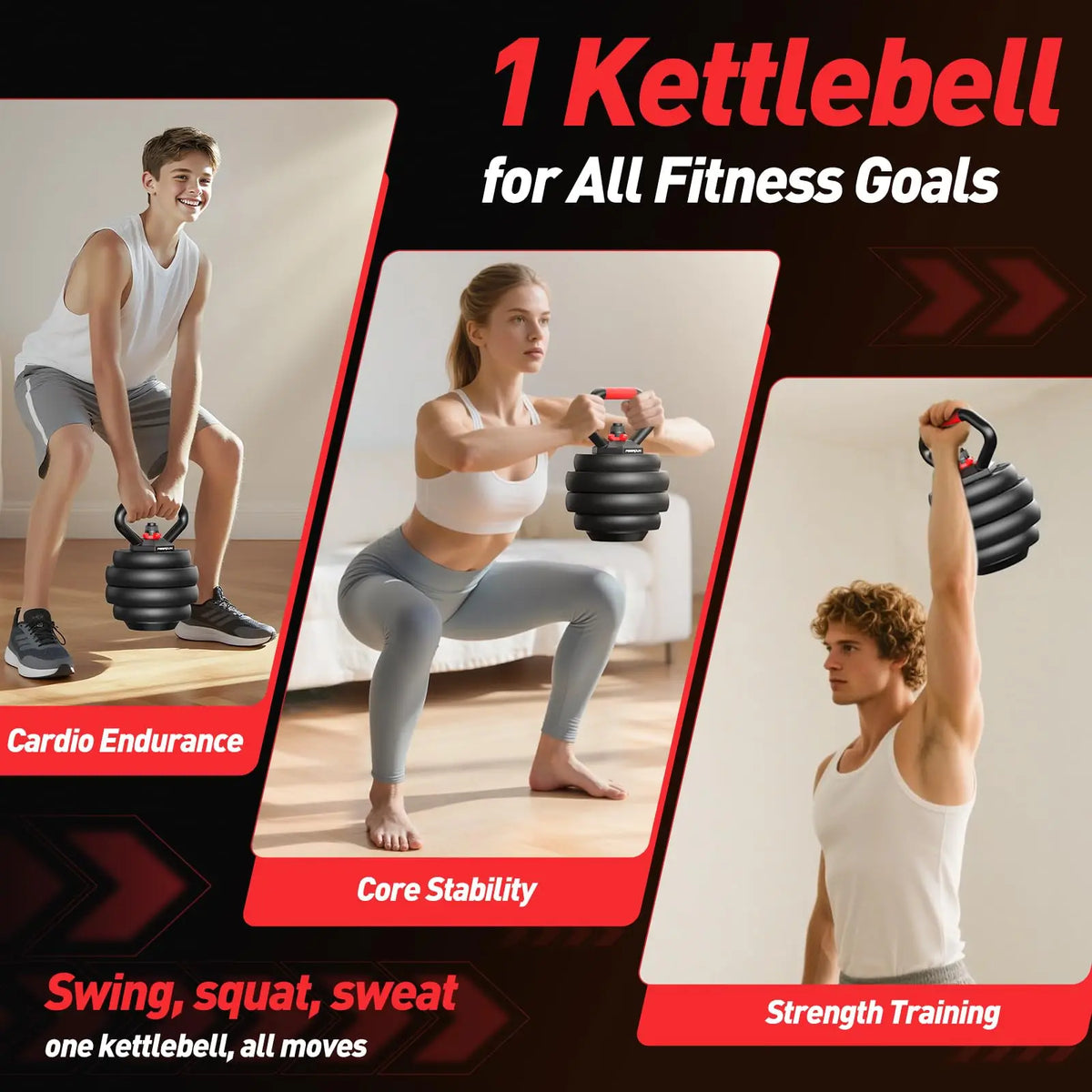 FED Fitness Adjustable Five In One Dumbbell Barbell Kettlebell Set
