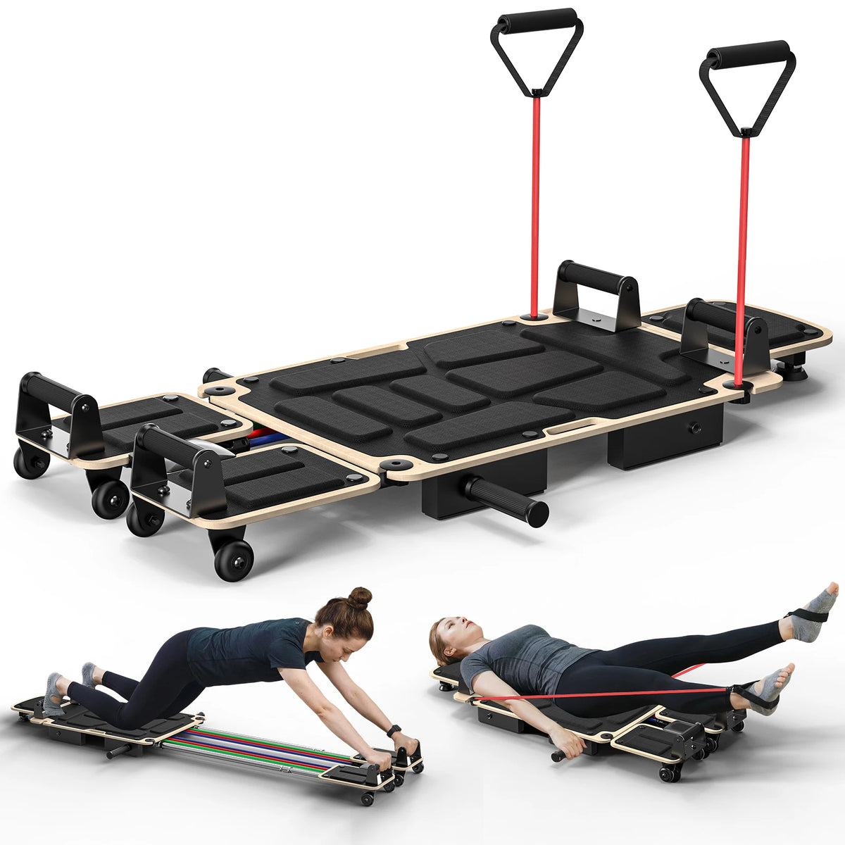 5-in-1 Foldable Pilates Reformer for Full Body Home Workout
