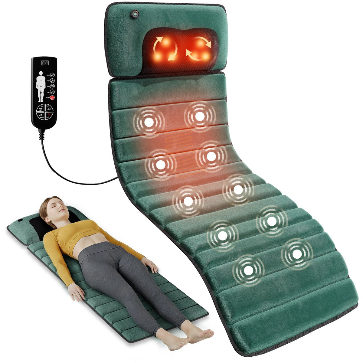 HIMOUTA Full Body Massage Mat With Heat And Vibration Relief