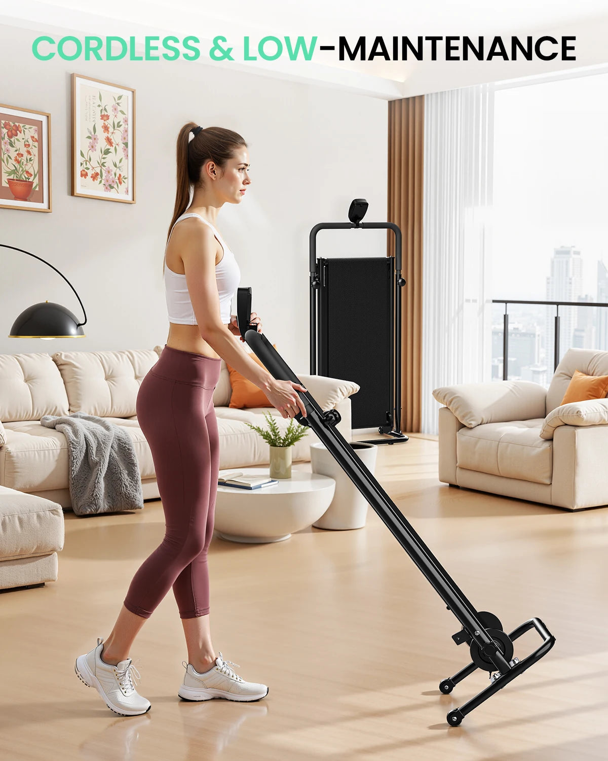 AKLUER Motorless Treadmill with Incline, Dual Flywheel and LCD Monitor