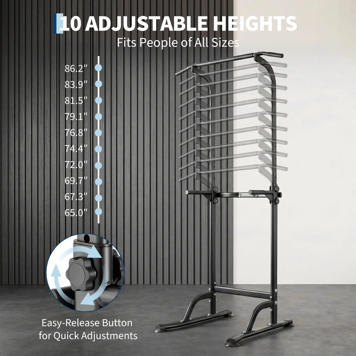 HiMISS Adjustable Power Tower With Pull Up And Dip Station