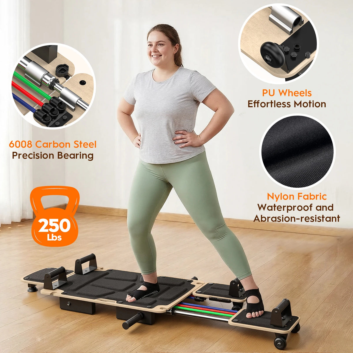 5-in-1 Foldable Pilates Reformer for Full Body Home Workout