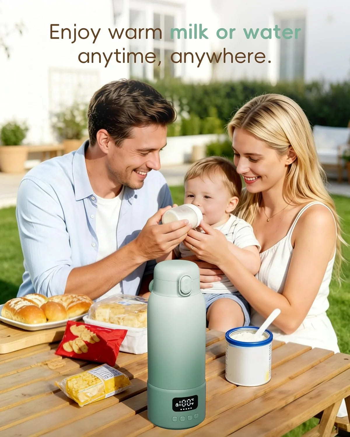 Portable USB Rechargeable Heating Thermos Cup With LED Display