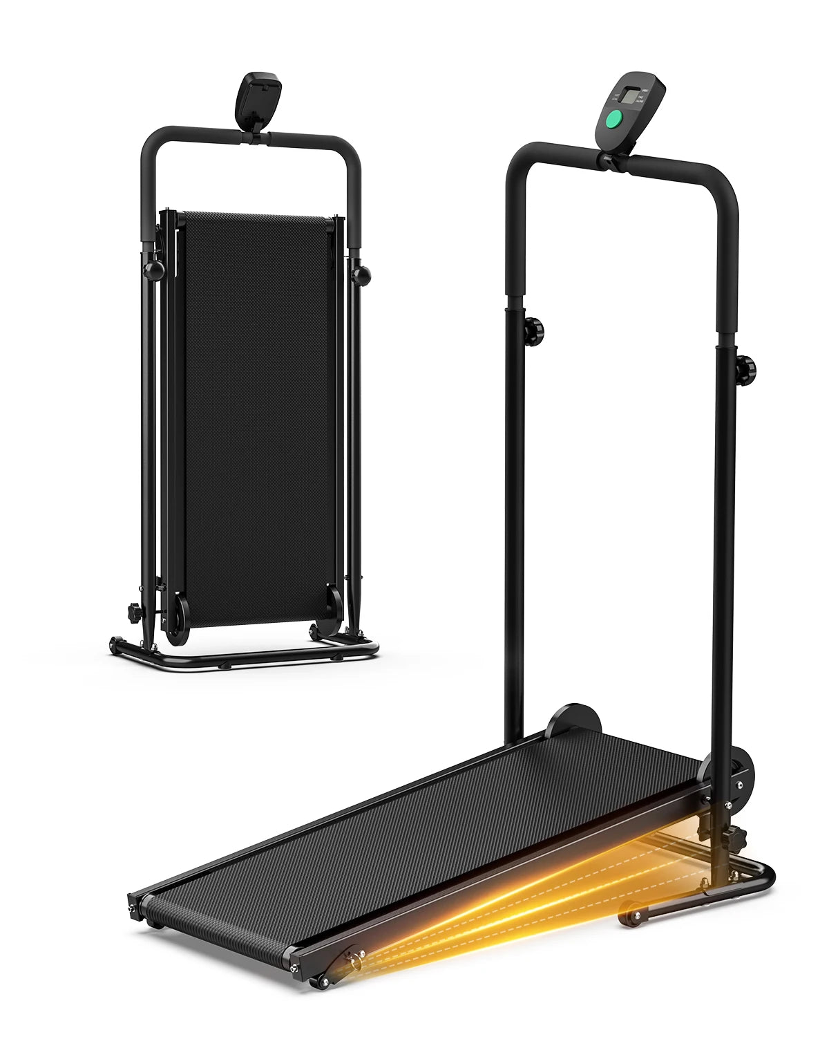 AKLUER Motorless Treadmill with Incline, Dual Flywheel and LCD Monitor