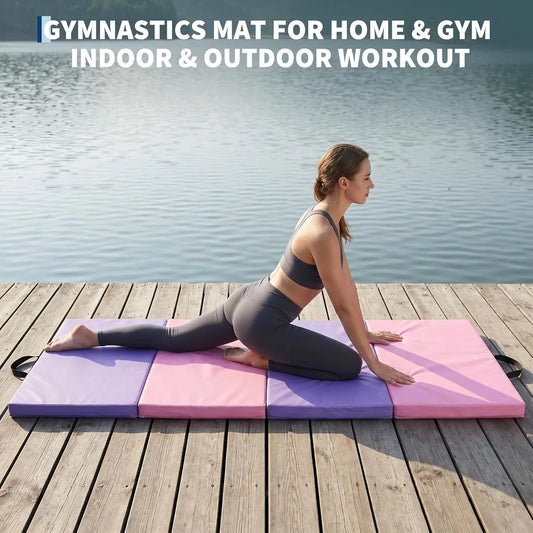 HiMISS Four Fold Gymnastics Mat for Home Workouts and Training