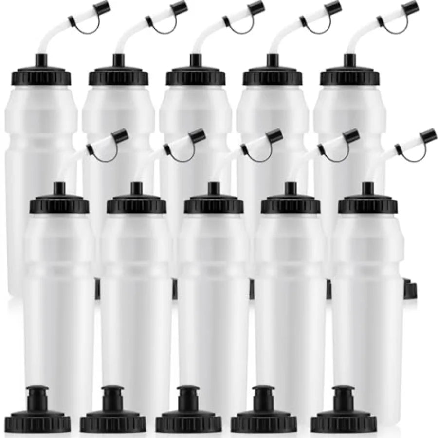 Sports Water Bottle With Straw And Two Squeeze Lids