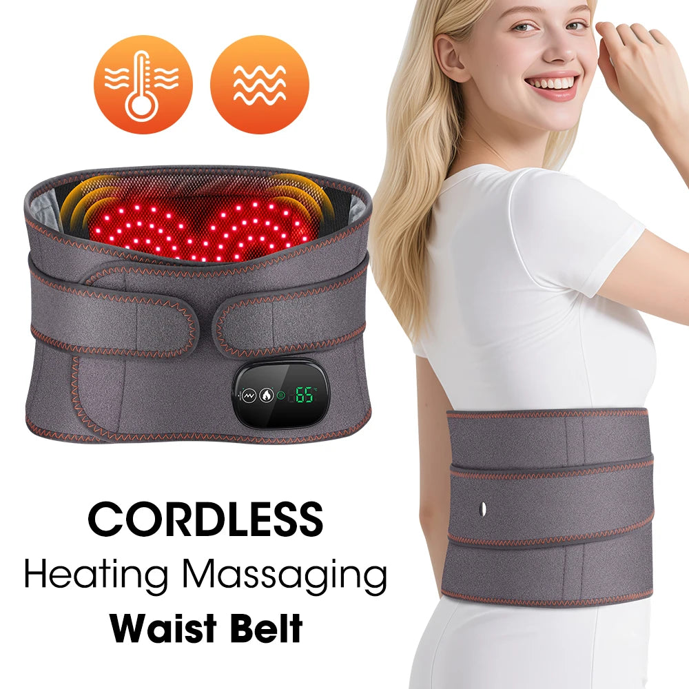 Agdoad Heated Vibration Waist Massager Belt With Red Light Therapy