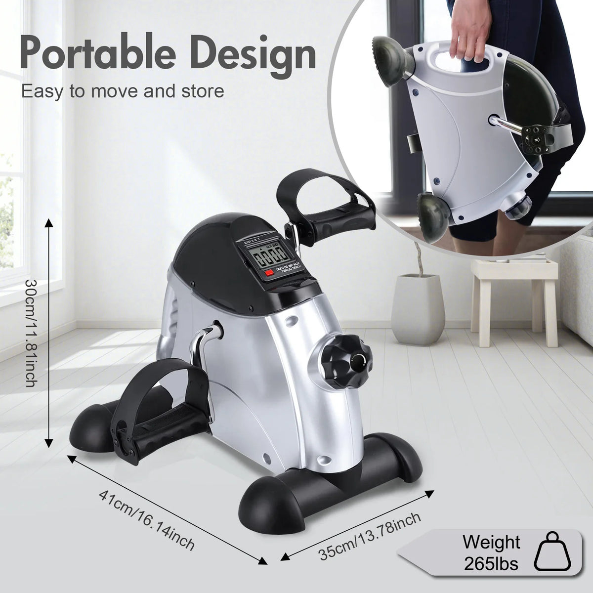 Motorized Under Desk Pedal Exerciser With Digital LCD Display