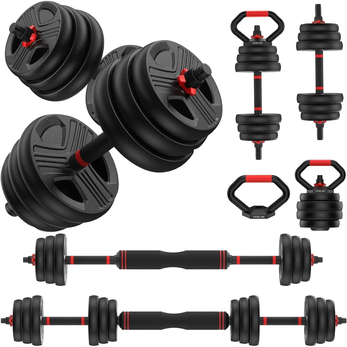 FED Fitness Adjustable Five In One Dumbbell Barbell Kettlebell Set