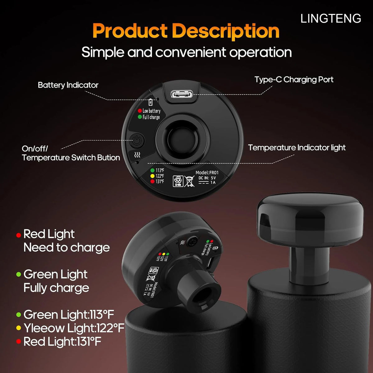 LINGTENG Heated Deep Tissue Massage Gun With Multiple Massage Heads