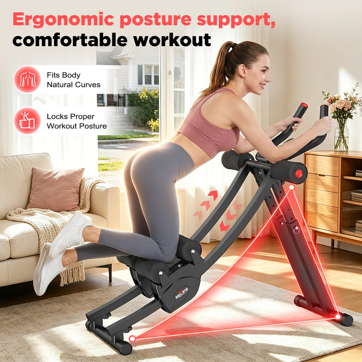 Foldable Dual Split Track Ab Machine With Adjustable Resistance