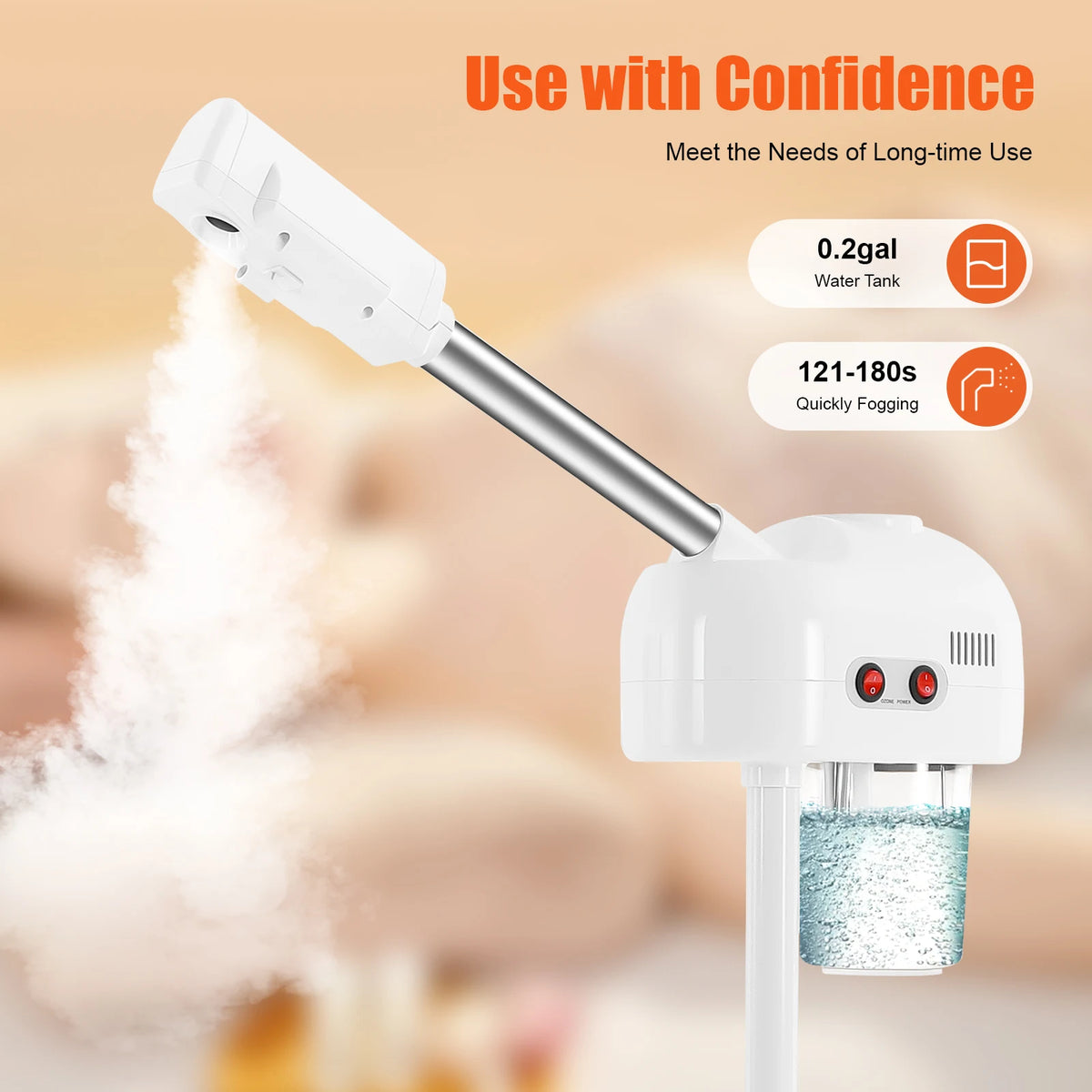 Adjustable Ozone Facial Steamer With Rotating Nozzle for Salons