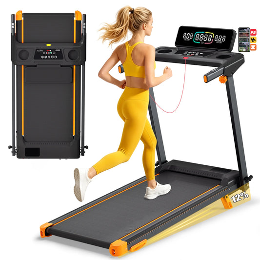 Foldable Incline Walking Pad Treadmill with HIIT Modes and Bluetooth