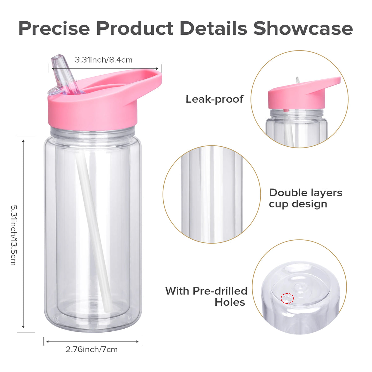 Double Wall Snow Globe Tumblers With Pre-Drilled Holes For Kids