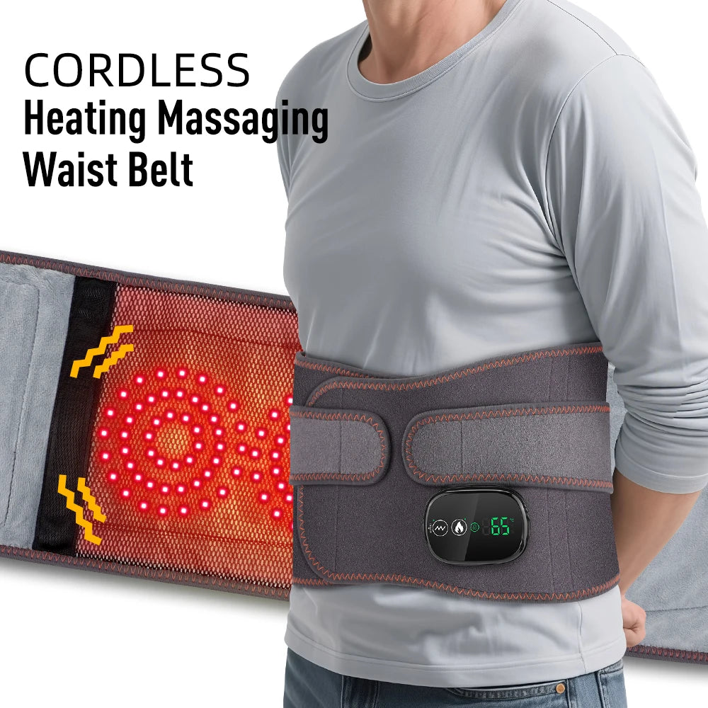 Agdoad Heated Vibration Waist Massager Belt With Red Light Therapy