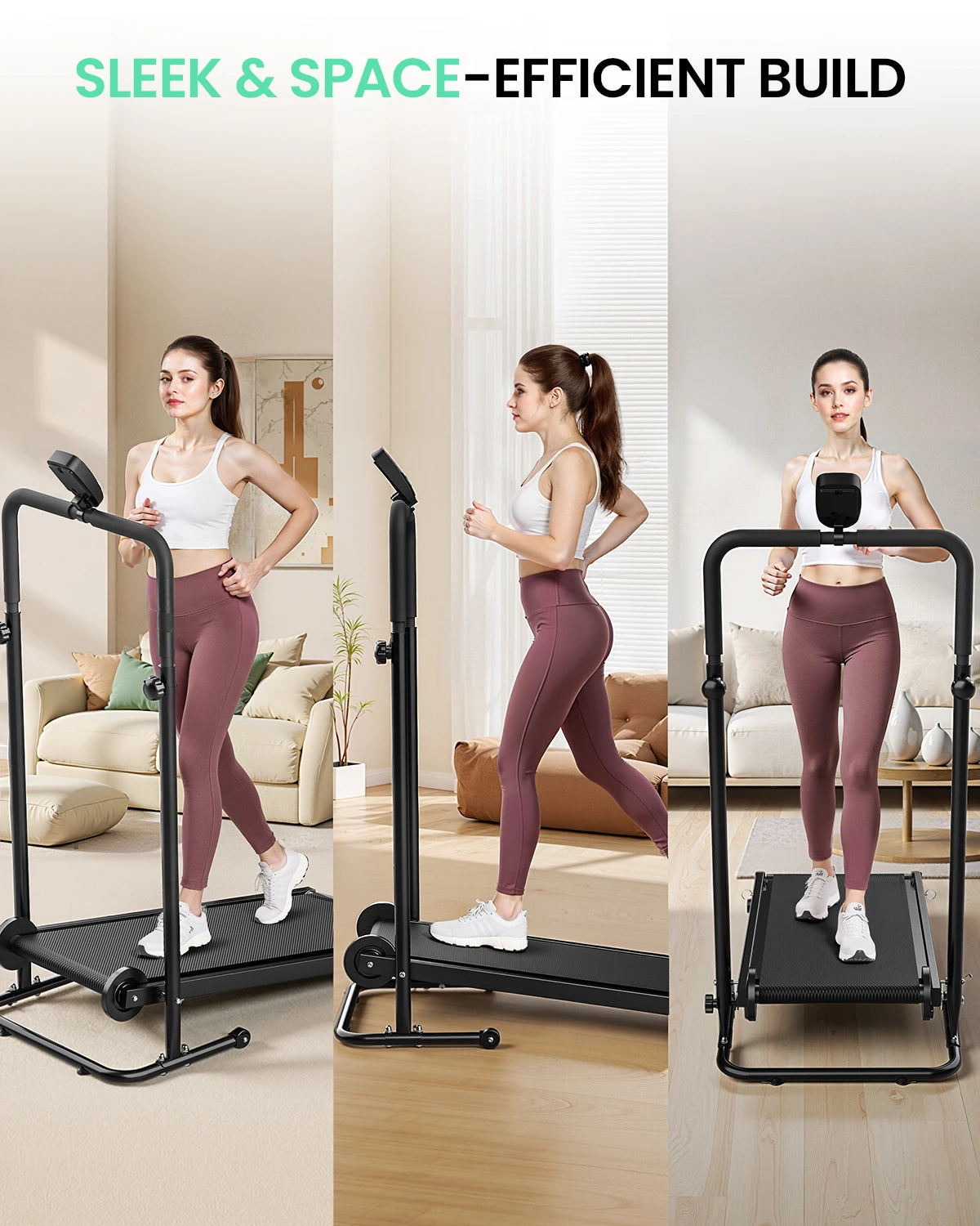 AKLUER Motorless Treadmill with Incline, Dual Flywheel and LCD Monitor