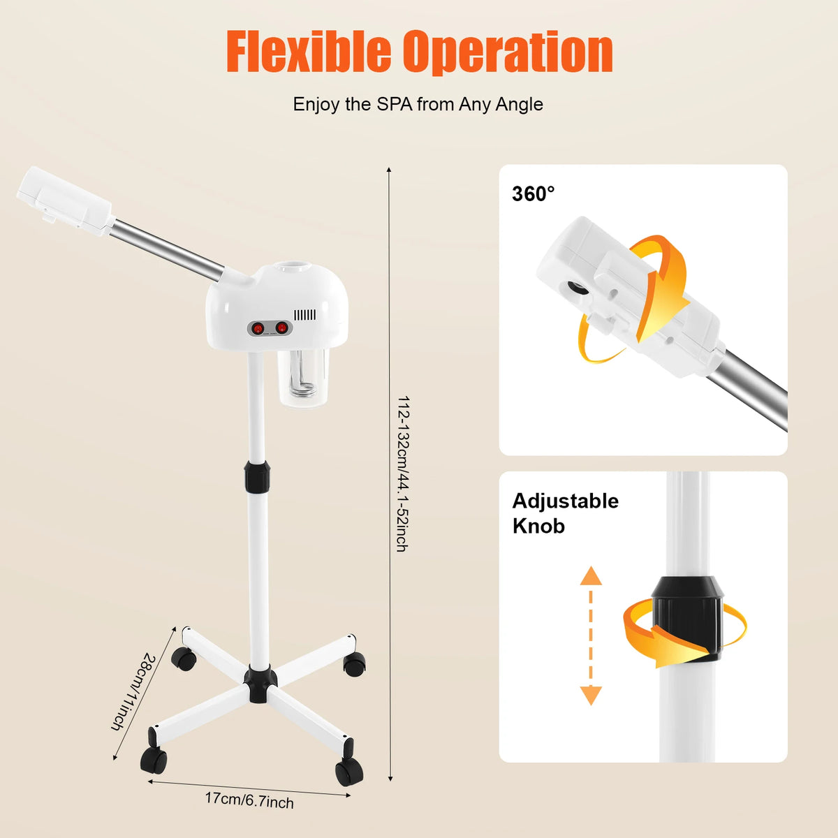 Adjustable Ozone Facial Steamer With Rotating Nozzle for Salons