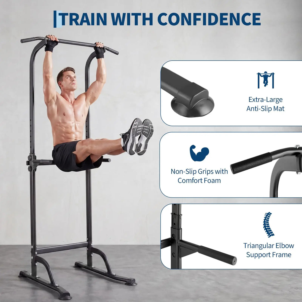 HiMISS Adjustable Power Tower With Pull Up And Dip Station