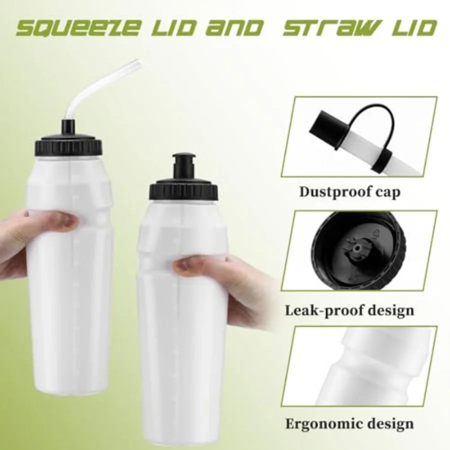 Sports Water Bottle With Straw And Two Squeeze Lids