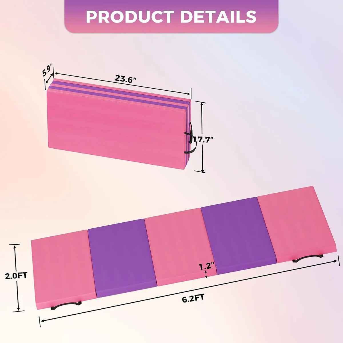 Foldable Non Slip Exercise Mat for Yoga Gymnastics and Pilates