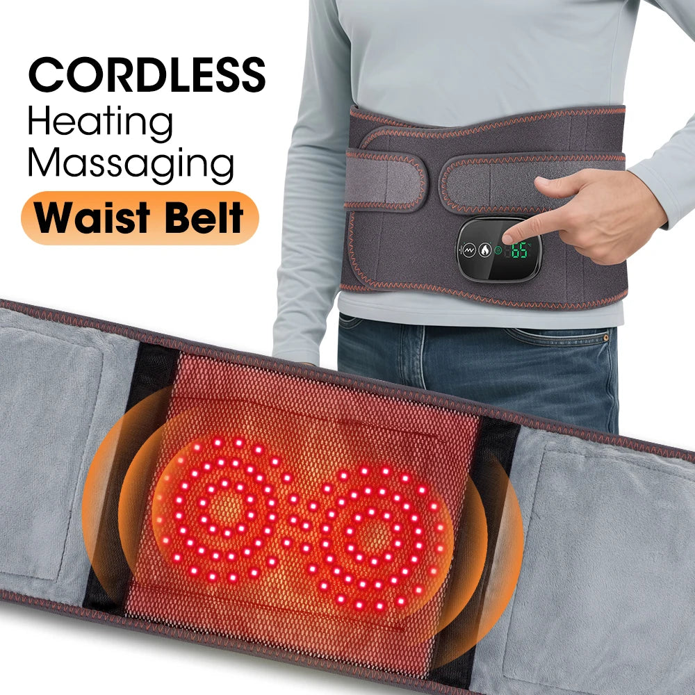 Agdoad Heated Vibration Waist Massager Belt With Red Light Therapy