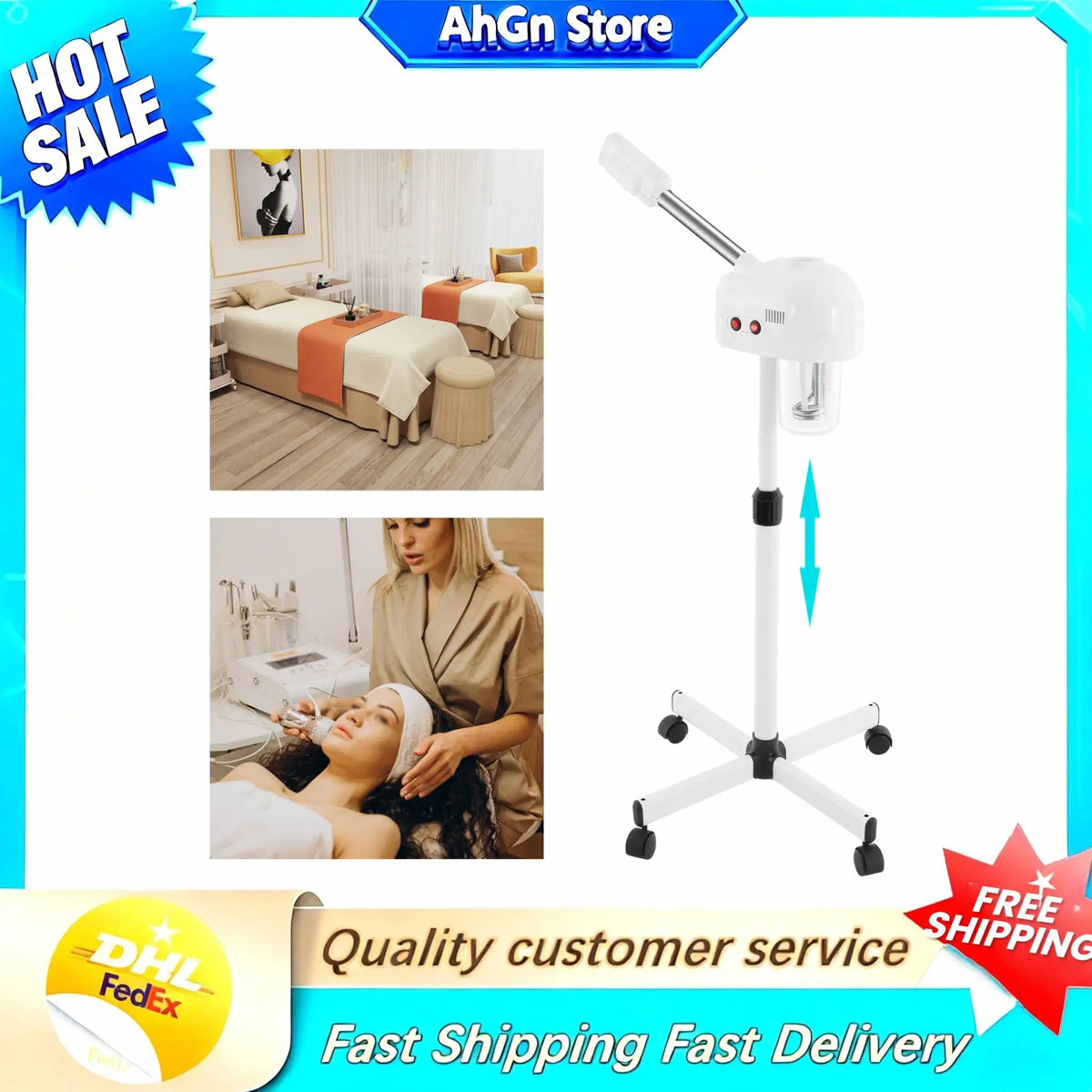 Adjustable Ozone Facial Steamer With Rotating Nozzle for Salons