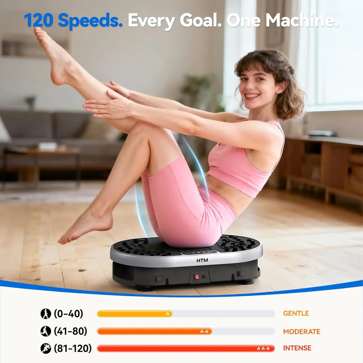 HTM Vibration Plate Exercise Machine 120 Speeds Preset Programs