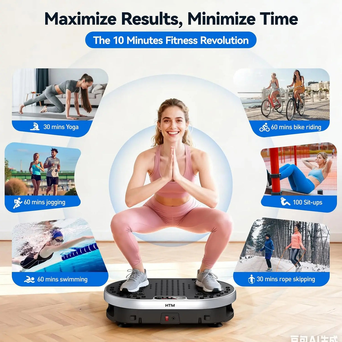 HTM Vibration Plate Exercise Machine 120 Speeds Preset Programs