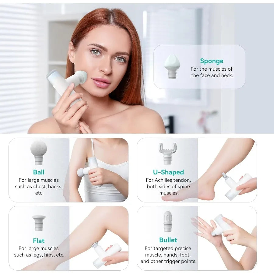 Portable Massage Gun for Back Pain Relief With Facial Mode