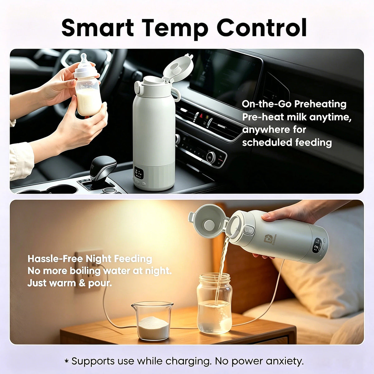 Portable USB Rechargeable Heated Water Bottle With Digital Temperature Display