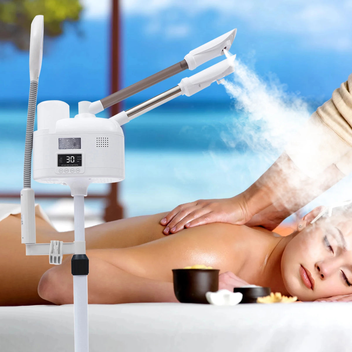 Bymaocar 3-in-1 Facial Steamer With Hot And Cold Nozzles