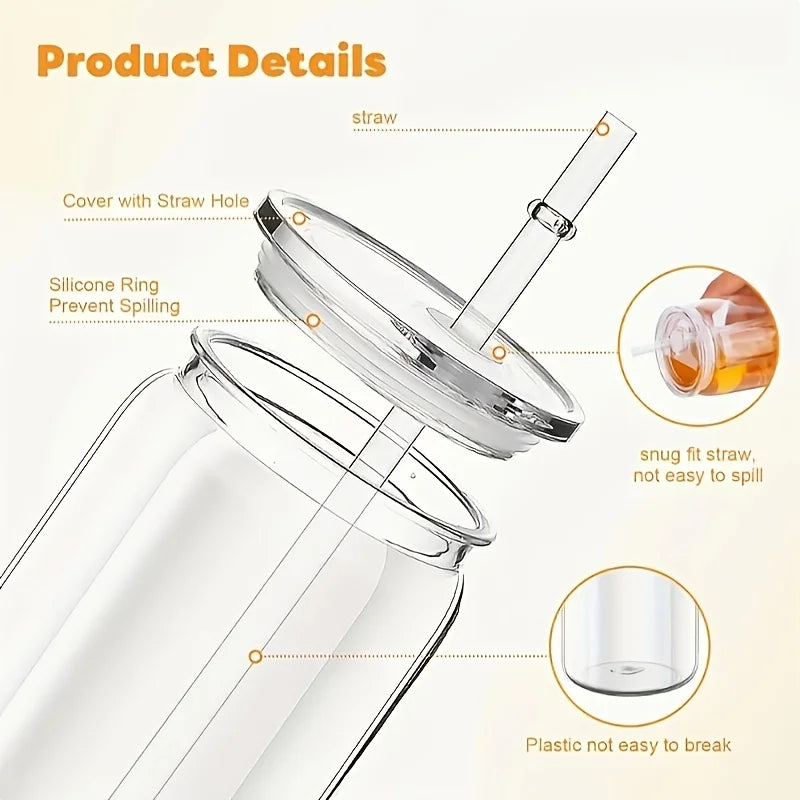 Hilake Mason Style Sports Cup With Sealed Lid And Straw