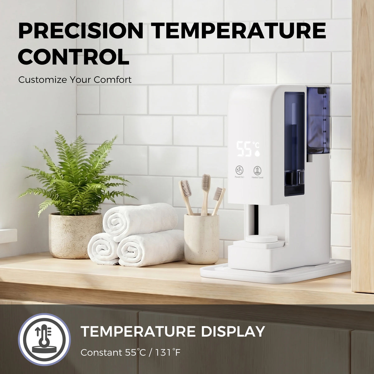 Compressed Towel Warmer With Fast Heating And Touch Screen Controls