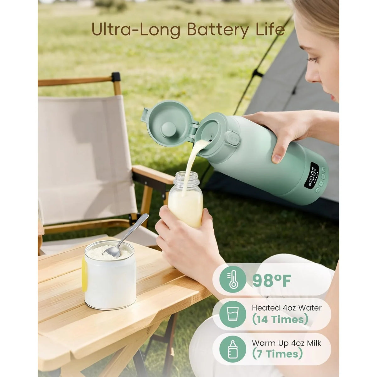 Portable USB Rechargeable Heating Thermos Cup With LED Display