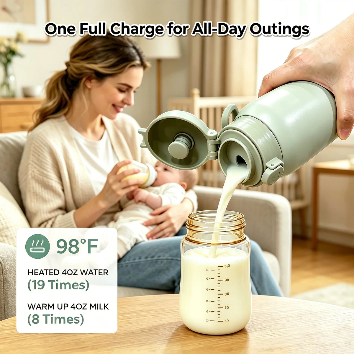 Portable USB Rechargeable Heated Water Bottle With Digital Temperature Display