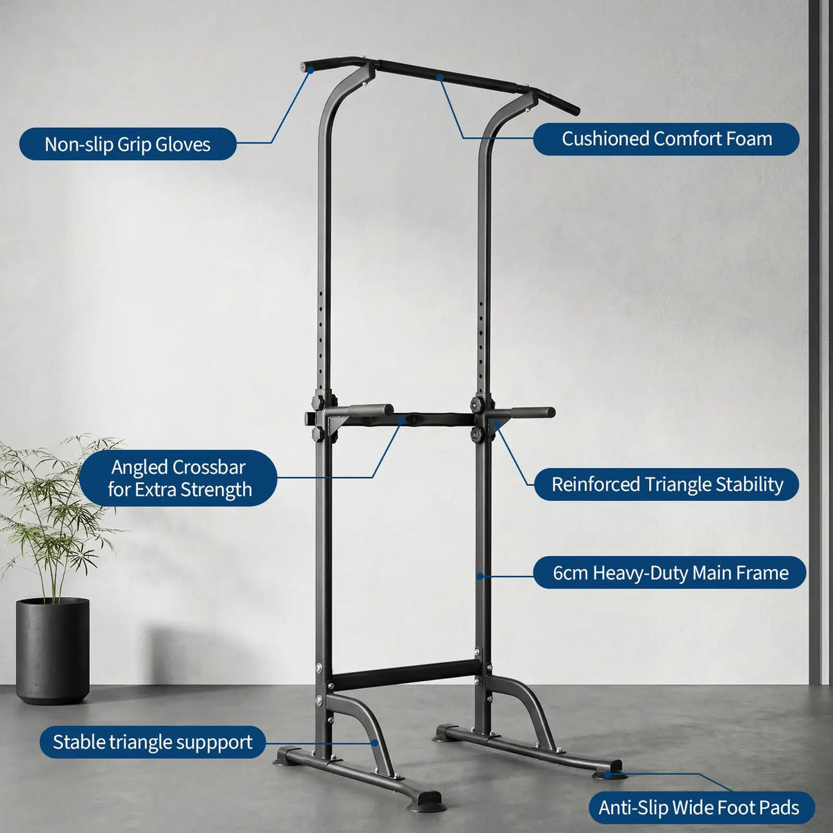 HiMISS Adjustable Power Tower With Pull Up And Dip Station