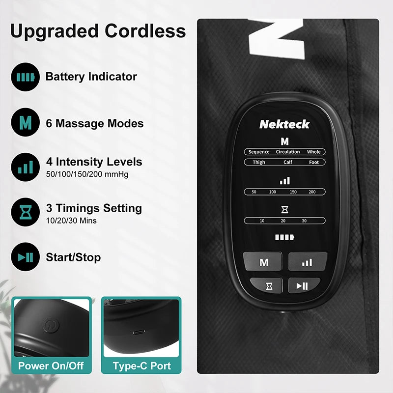 Nekteck Cordless Air Compression Leg Massager Boots for Relaxation